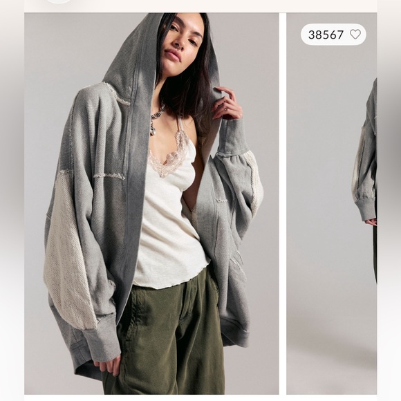 Free People Jackets & Blazers - Free People Forever Yours Oversized Two-Tone Gray Hoodie Size Medium